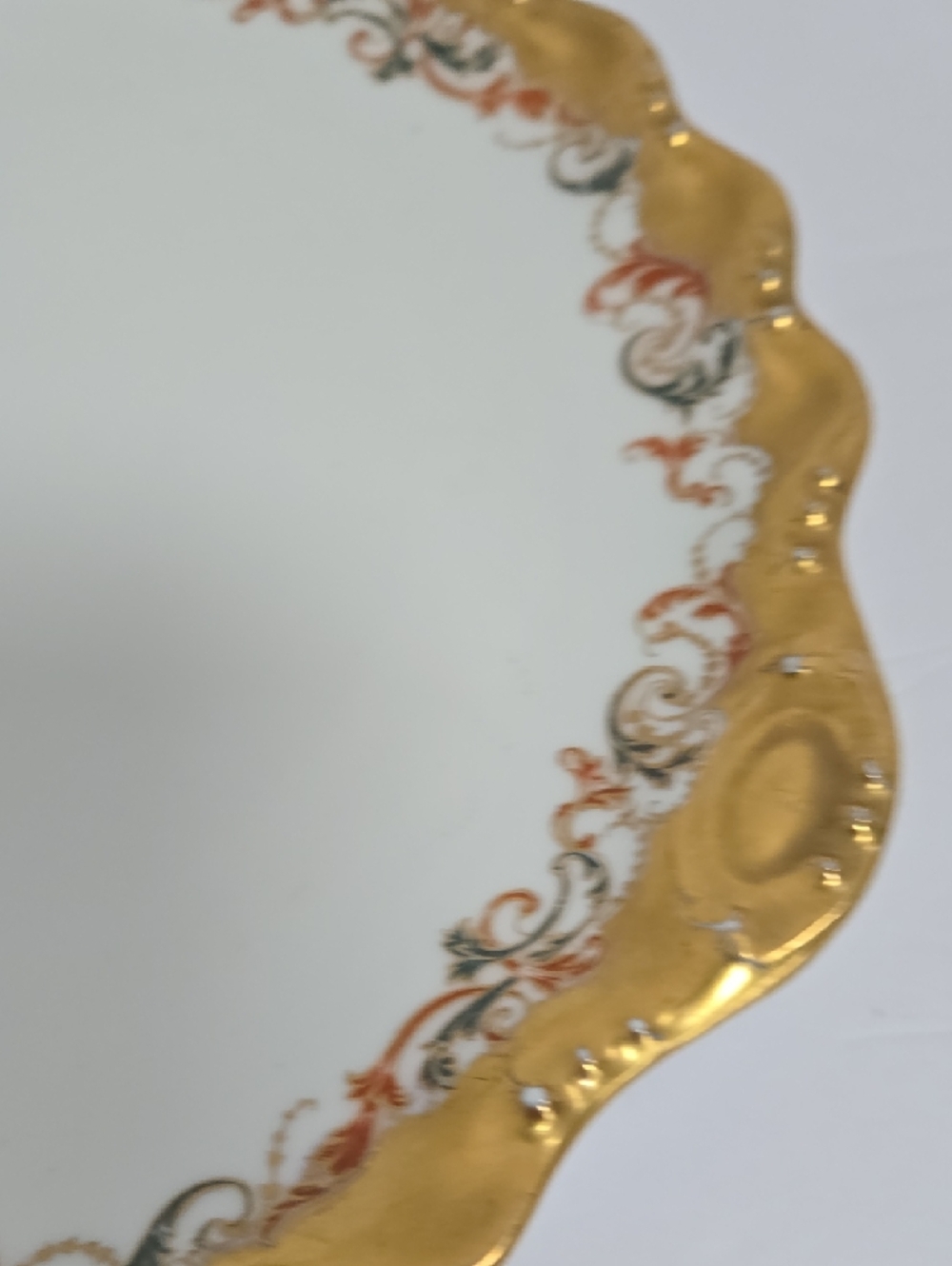 Limoges Gold-Trim Porcelain Decorative Dinner Plate 7 Pointed Star Stamp France - Picture 4 of 10